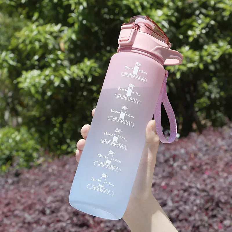 1 Liter Water Bottle with Straw - Large Portable Travel Bottles - Sports Fitness Bottles