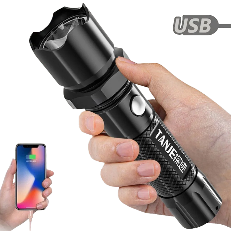 Strong Light Flashlights USB Rechargeable Flashlight