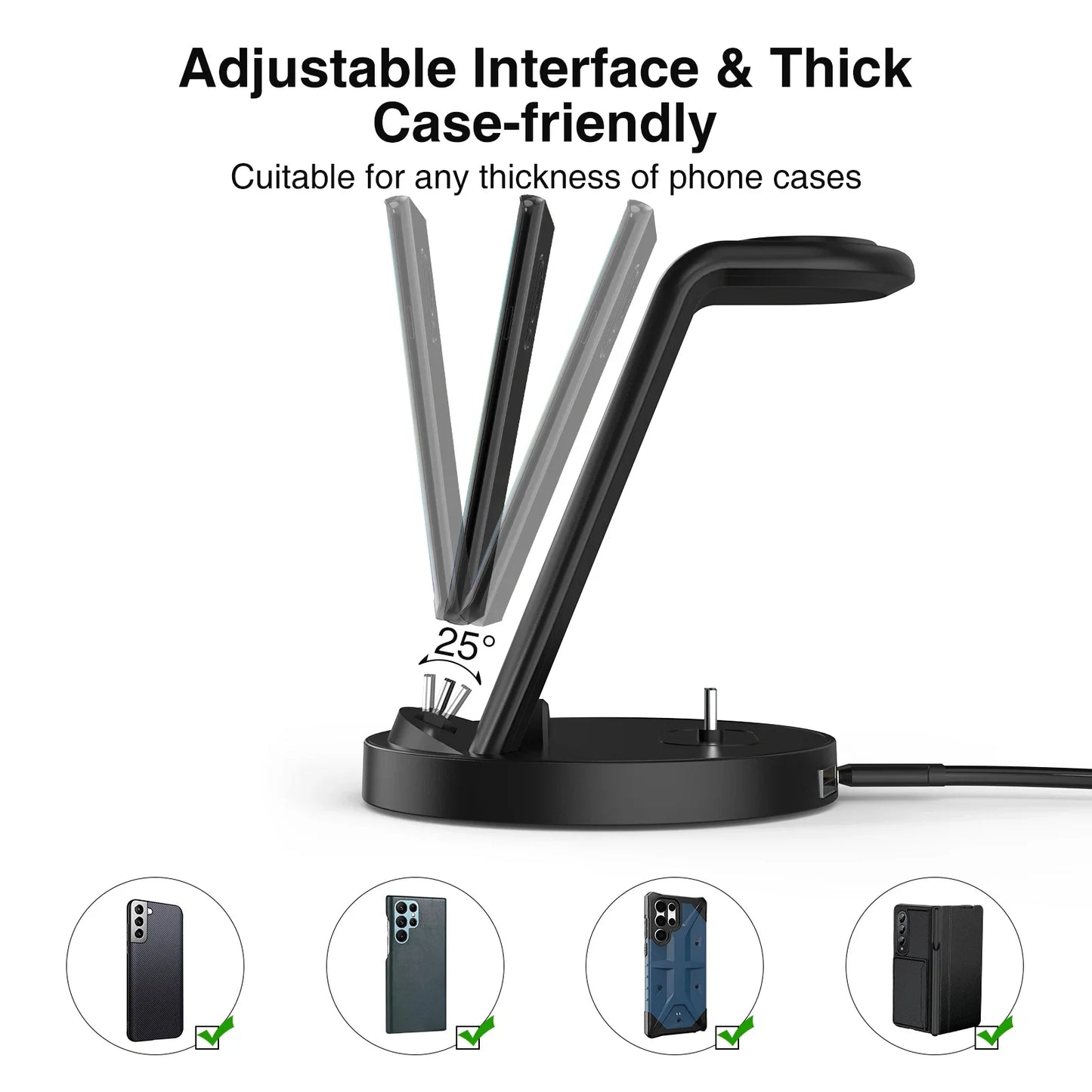3 in 1 30W Travel Wireless Charger For Samsung Galaxy Phones and Watches
