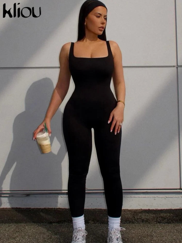 Solid Body-shaping Simple Jumpsuit