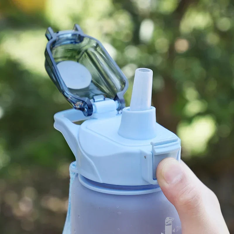 1 Liter Water Bottle with Straw - Large Portable Travel Bottles - Sports Fitness Bottles