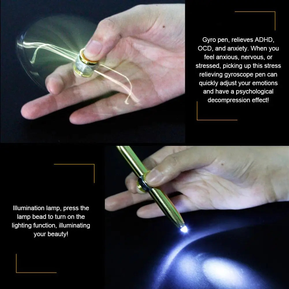 Creative Multi-Function LED Decompression Gyro Metal Ballpoint Pen