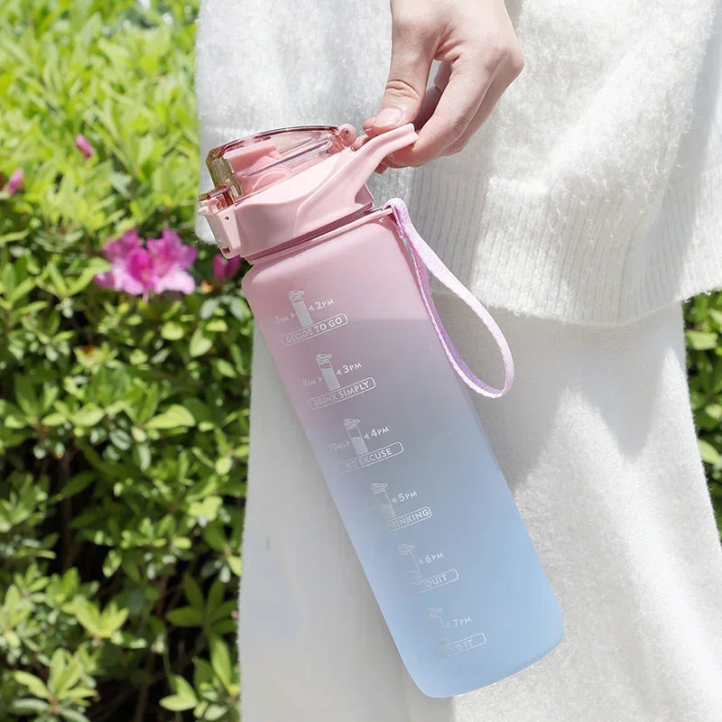 1 Liter Water Bottle with Straw - Large Portable Travel Bottles - Sports Fitness Bottles