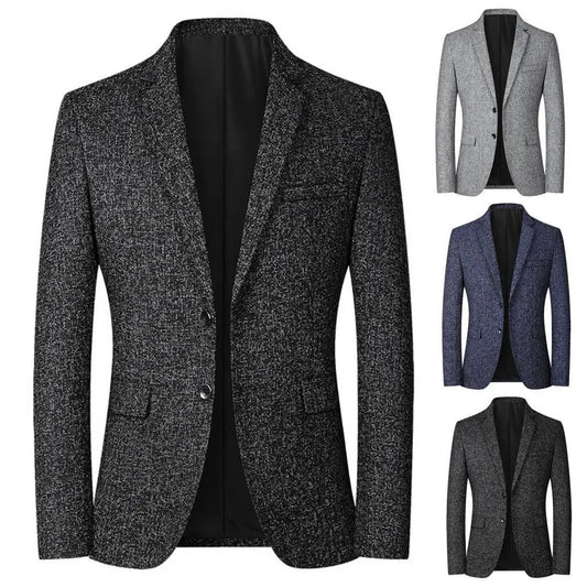 Men Blazer - Autumn Winter Lapel Buttons Suit Jacket for Daily Wear