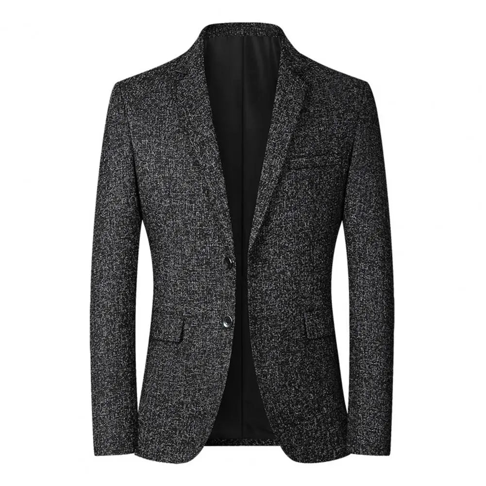 Men Blazer - Autumn Winter Lapel Buttons Suit Jacket for Daily Wear