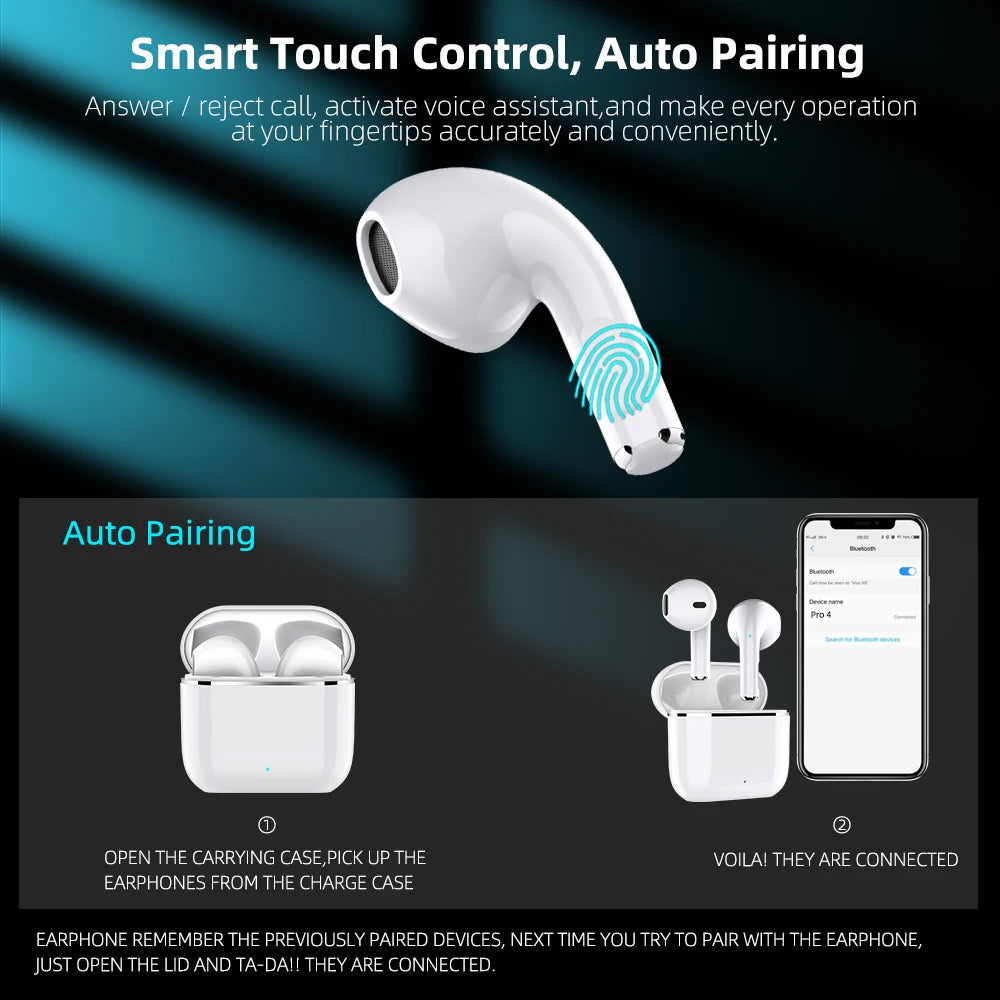 Pro 4 TWS Wireless Headphones Earphone for Xiaomi and IPhone