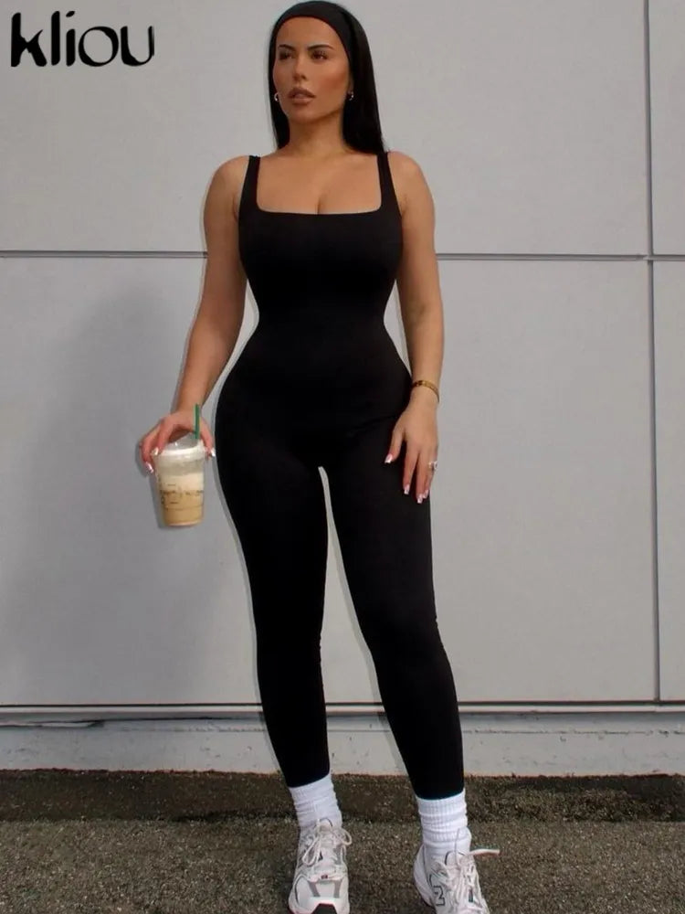 Solid Body-shaping Simple Jumpsuit