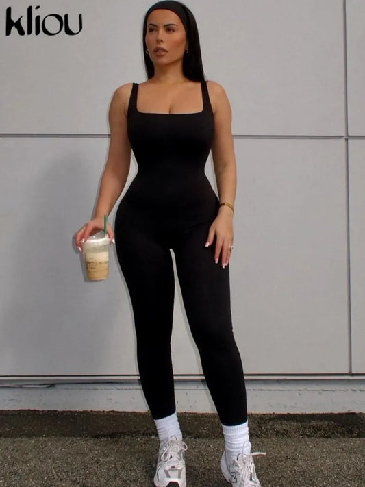 Solid Body-shaping Simple Jumpsuit