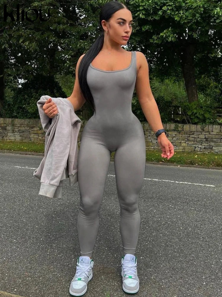 Solid Body-shaping Simple Jumpsuit