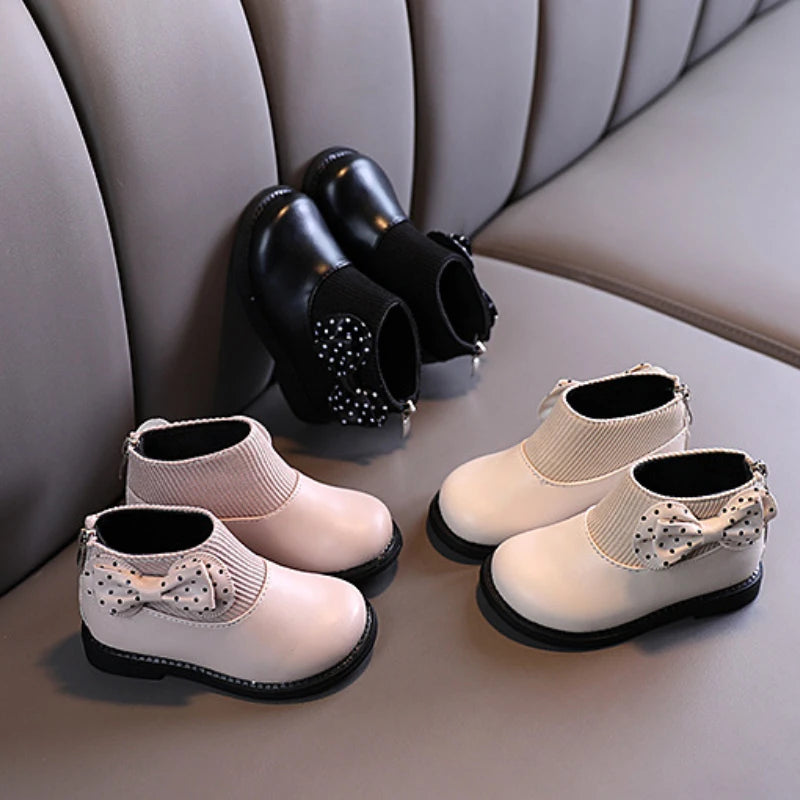 Kid Shoe Kid Plush Fashion Soft Leather Boots for Girls